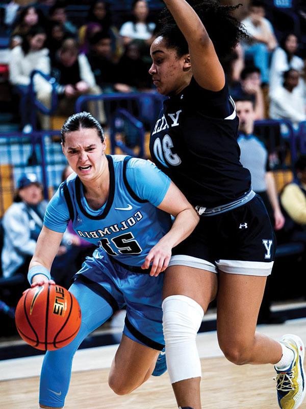 Stephens plays on court dribbling the ball